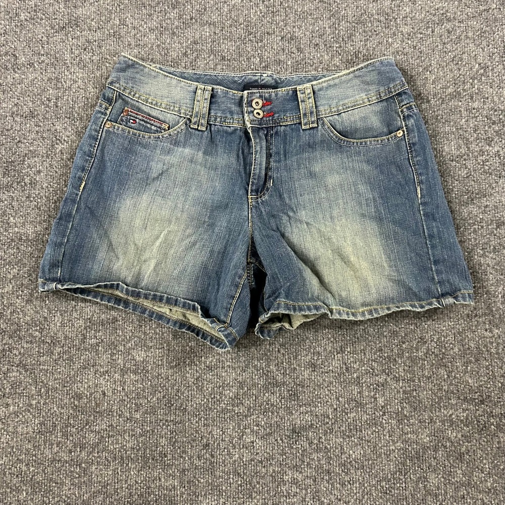 Tommy Hilfiger Denim Shorts Womens Size 4 Blue Low Rise Cotton Casual Y2K Jean